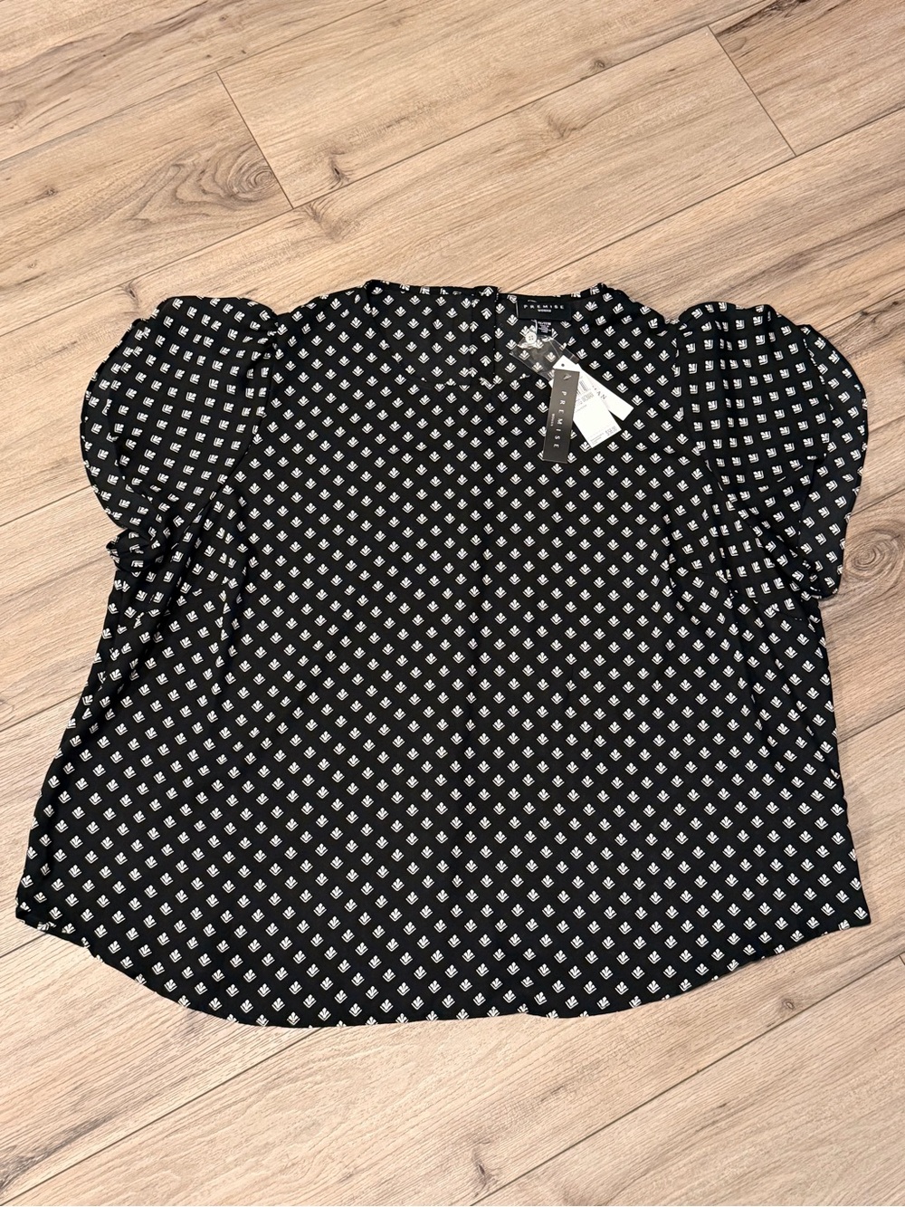 Black Geo Print Blouse